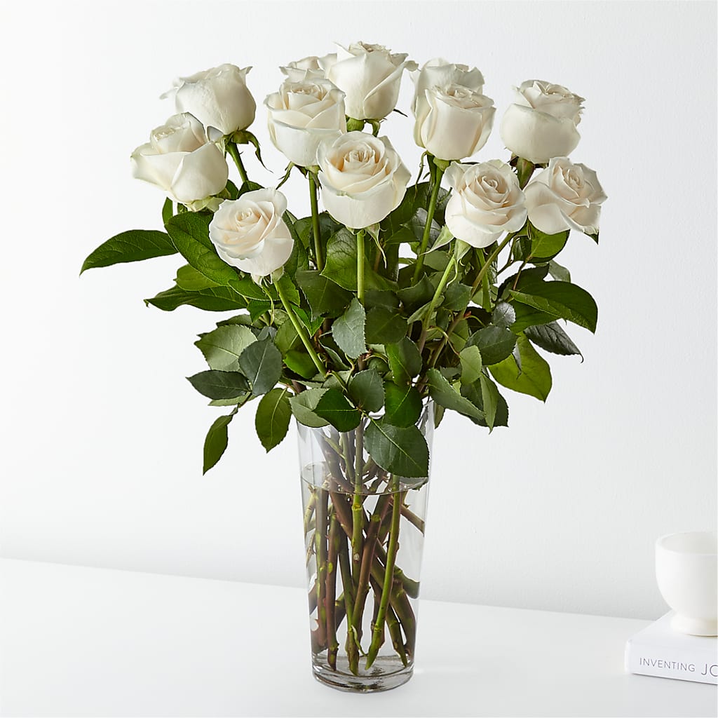Long Stem White Rose Bouquet – ROWLETT FLORIST & GIFTS, Garland TX