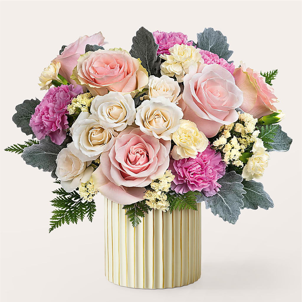 Blissful Moments Bouquet with Ivory Vase – ROWLETT FLORIST & GIFTS, Garland TX