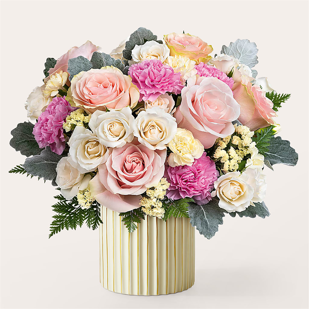 Blissful Moments Bouquet with Ivory Vase – ROWLETT FLORIST & GIFTS, Garland TX
