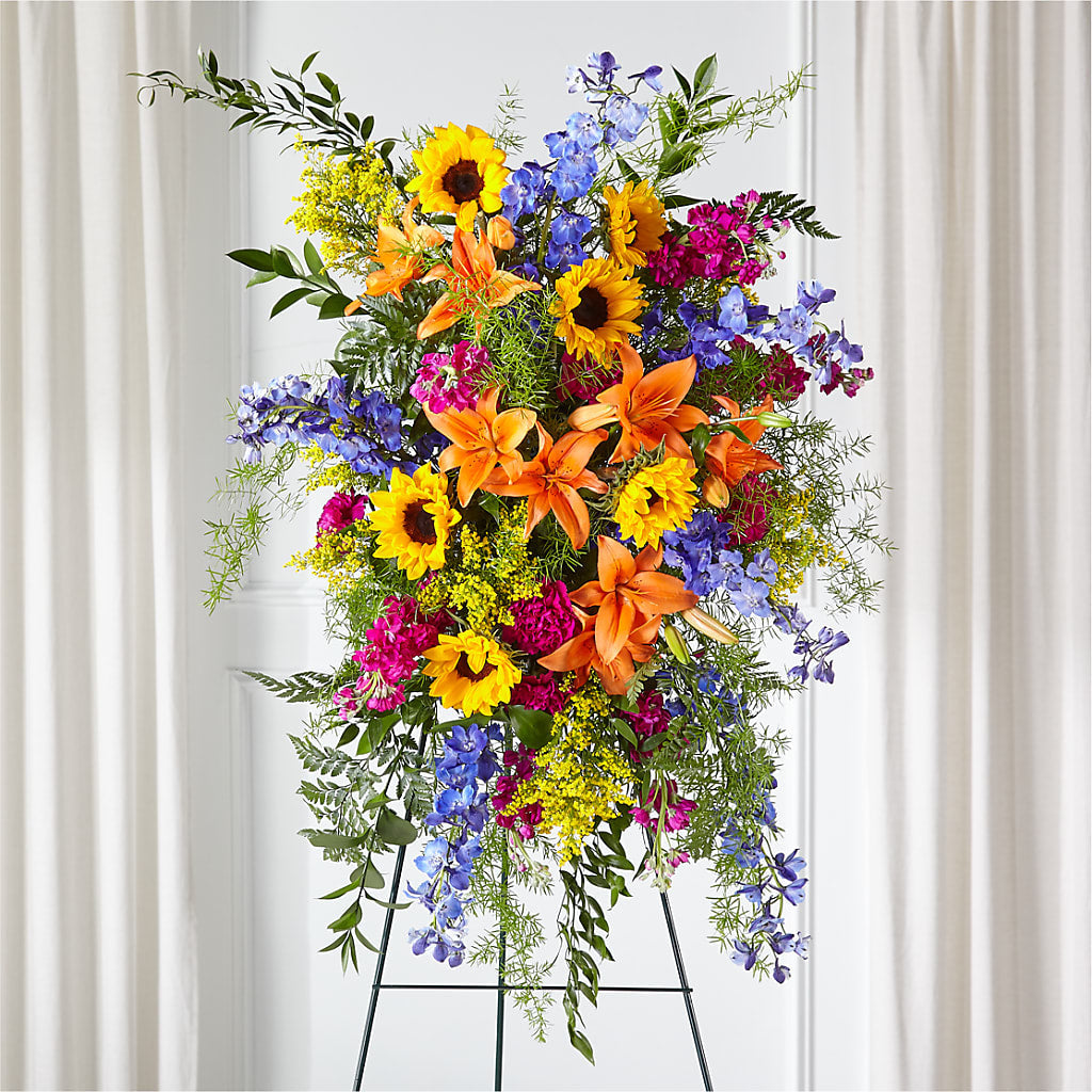 Sunlit Memories Standing Spray (Standard) – ROWLETT FLORIST & GIFTS, Garland TX
