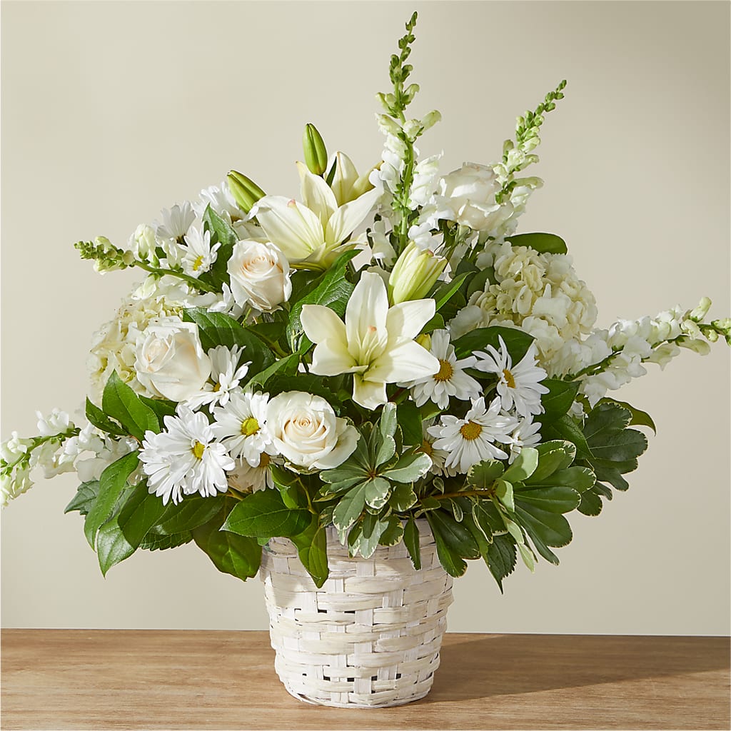 Ivory Elegance Floral Basket – ROWLETT FLORIST & GIFTS, Garland TX