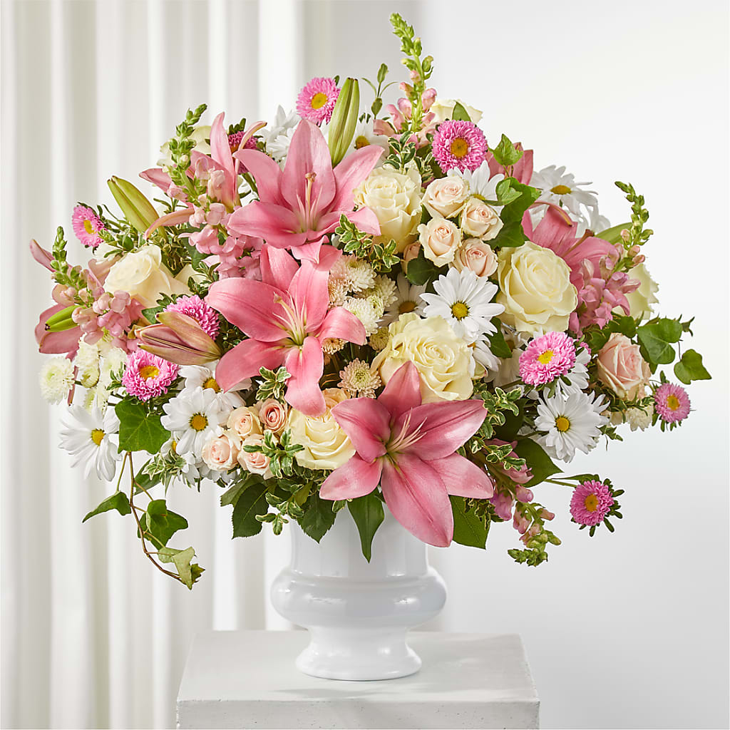 Empathetic Blooms Urn Arrangement – ROWLETT FLORIST & GIFTS, Garland TX
