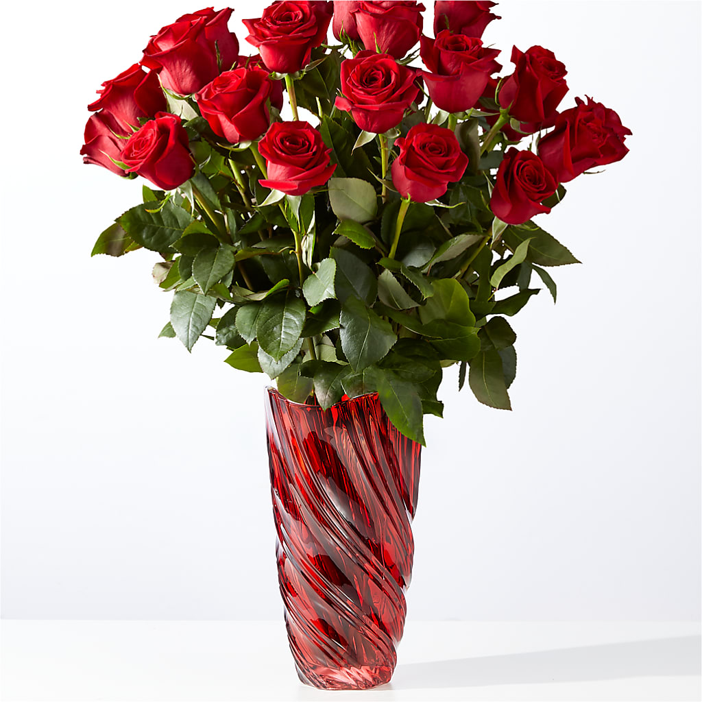 Classic Love Red Rose Bouquet with Luxe Swirl Vase – ROWLETT FLORIST & GIFTS, Garland TX