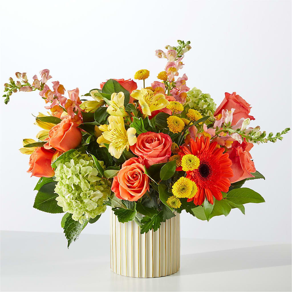 Autumn Sunshine Bouquet with Ivory Vase – ROWLETT FLORIST & GIFTS, Garland TX