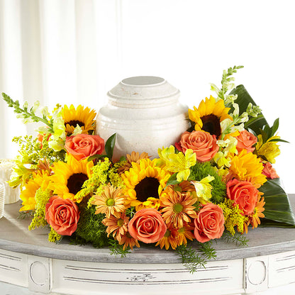 Faithful Sunflower Cremation Adornment – ROWLETT FLORIST & GIFTS, Garland TX