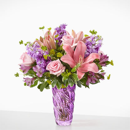 Precious Petals Bouquet with Luxe Swirl Vase – ROWLETT FLORIST & GIFTS, Garland TX