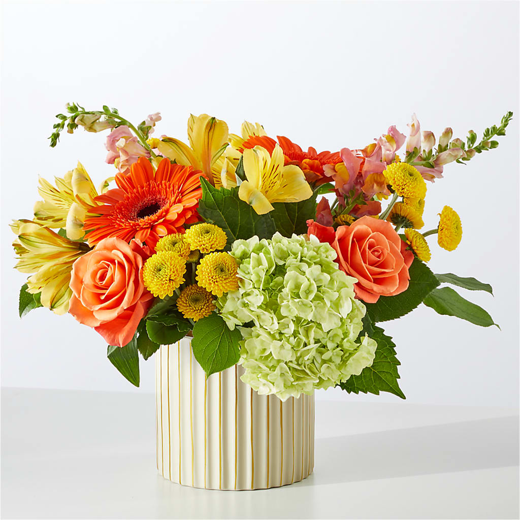 Autumn Sunshine Bouquet with Ivory Vase – ROWLETT FLORIST & GIFTS, Garland TX