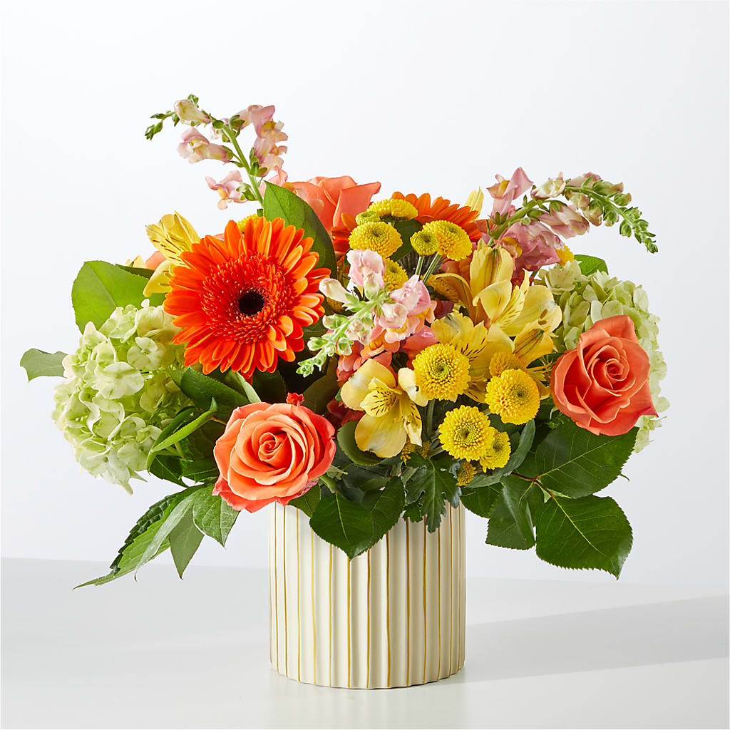 Autumn Sunshine Bouquet with Ivory Vase – ROWLETT FLORIST & GIFTS, Garland TX