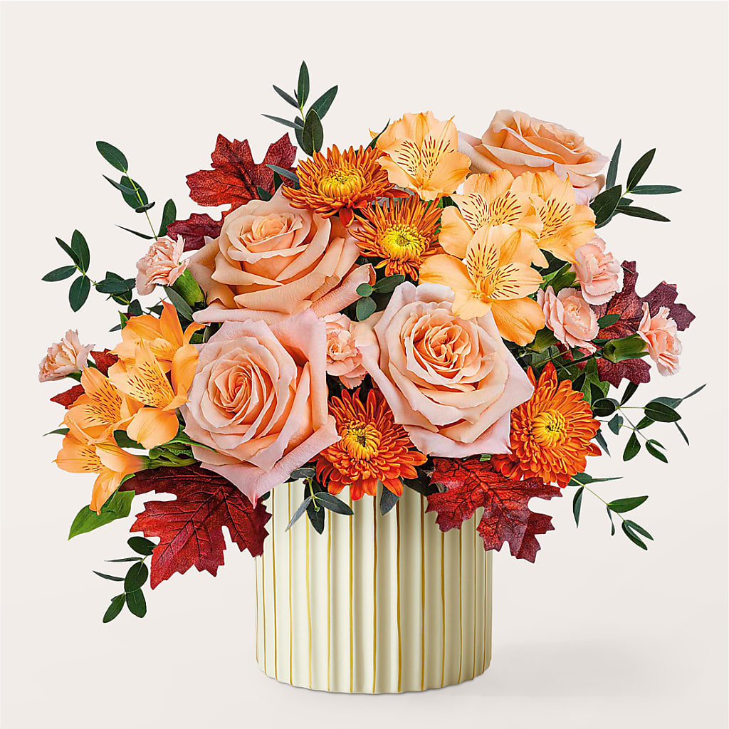 Spiced Latte Bouquet with Ivory Vase – ROWLETT FLORIST & GIFTS, Garland TX