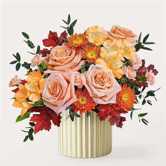Spiced Latte Bouquet with Ivory Vase – ROWLETT FLORIST & GIFTS, Garland TX