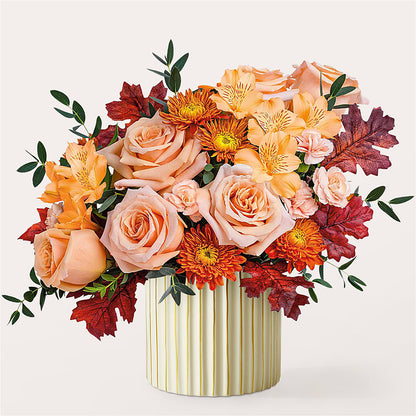 Spiced Latte Bouquet with Ivory Vase – ROWLETT FLORIST & GIFTS, Garland TX
