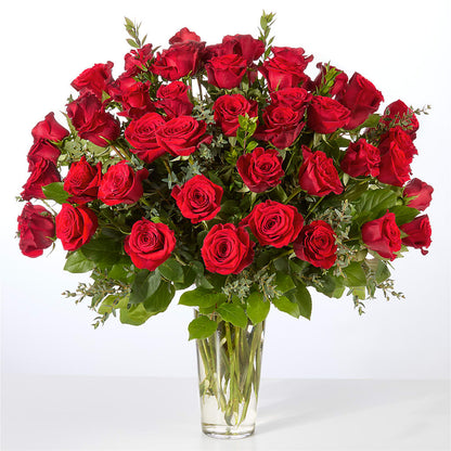 Forever Yours Fifty Stem Red Rose Bouquet – ROWLETT FLORIST & GIFTS, Garland TX